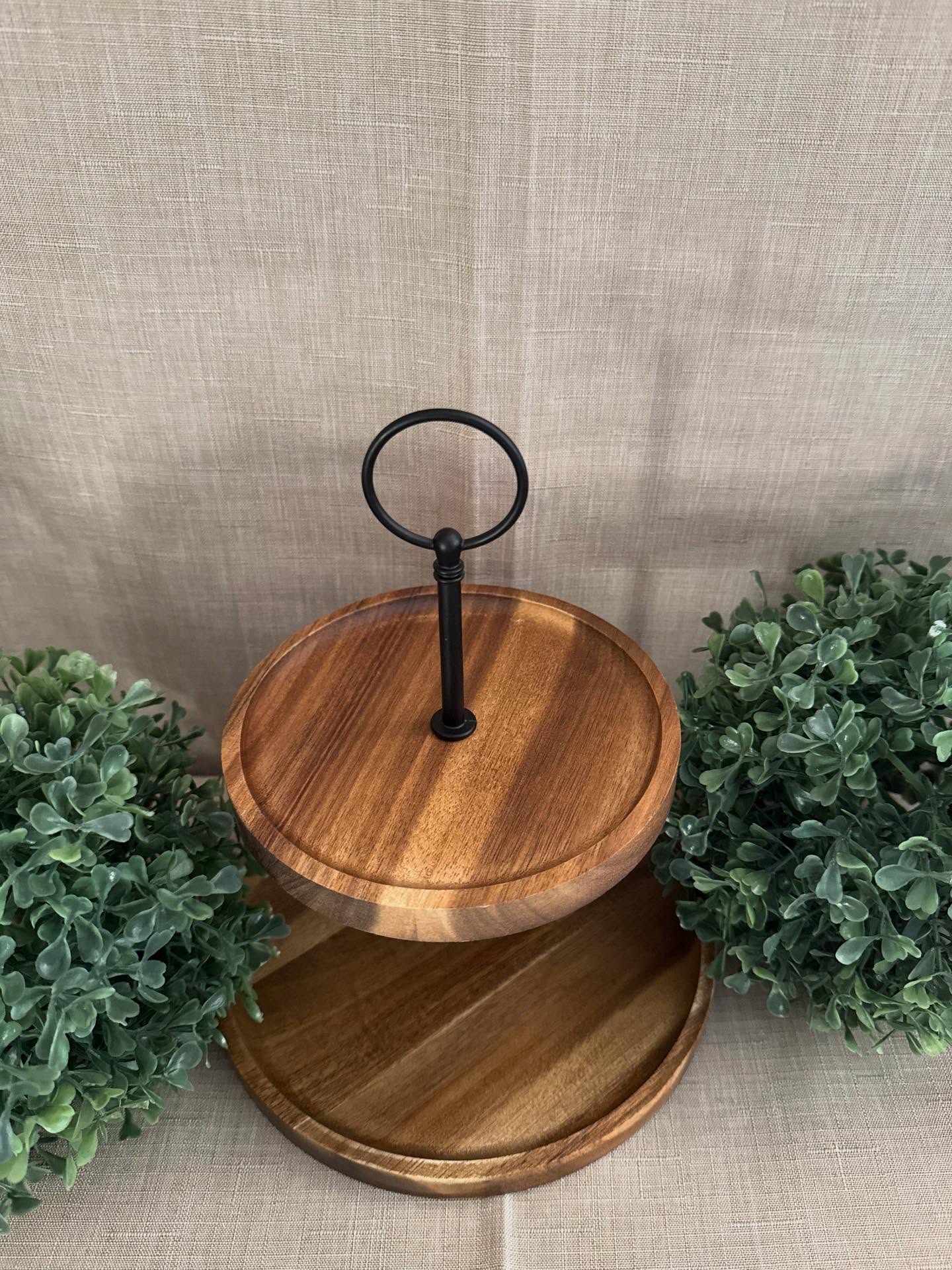 Mini Try de dos niveles de madera elegante,puedes