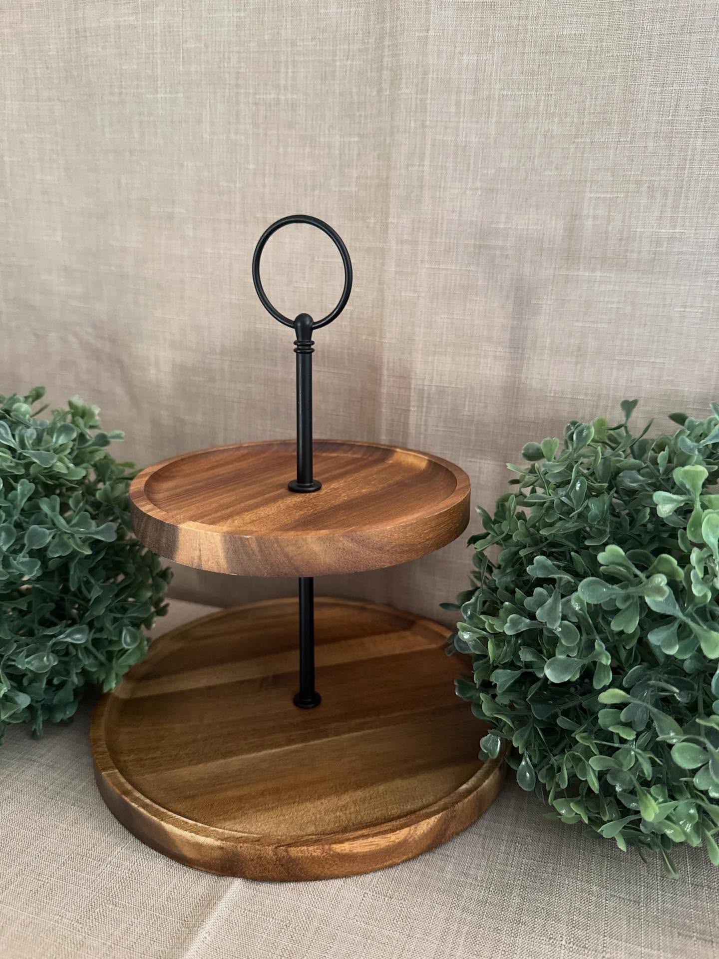 Mini Try de dos niveles de madera elegante,puedes