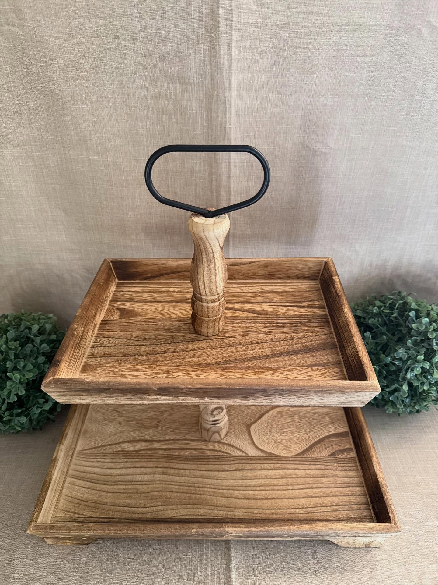 Try de dos niveles de madera,estilo moderno y