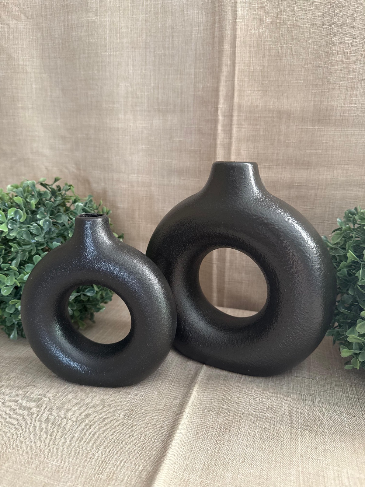 Set de 2 Jarrones Dona Negro Mate