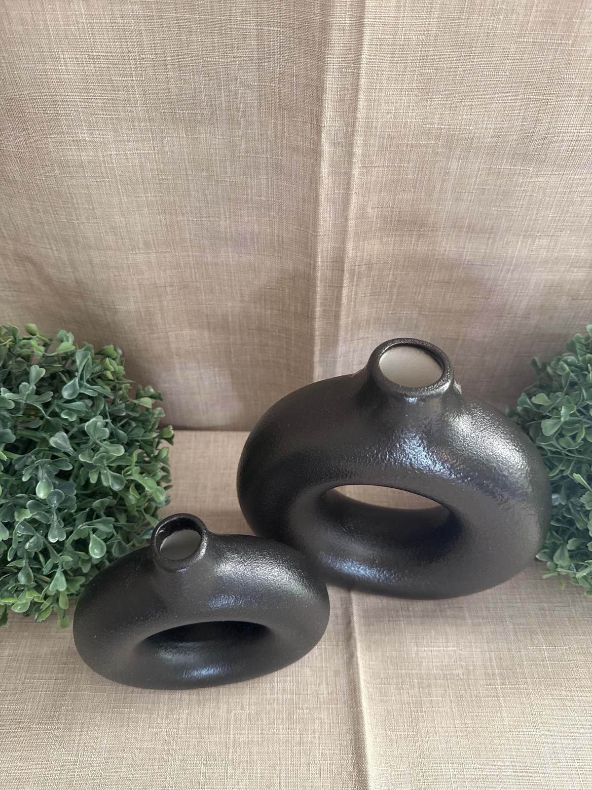 Set de 2 Jarrones Dona Negro Mate