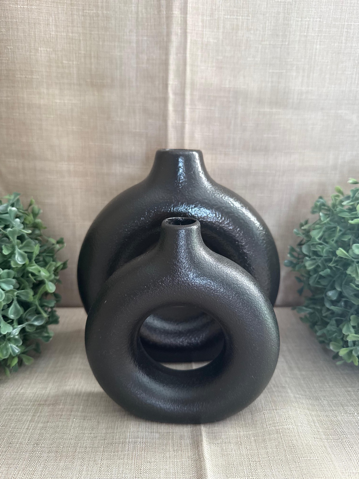 Set de 2 Jarrones Dona Negro Mate