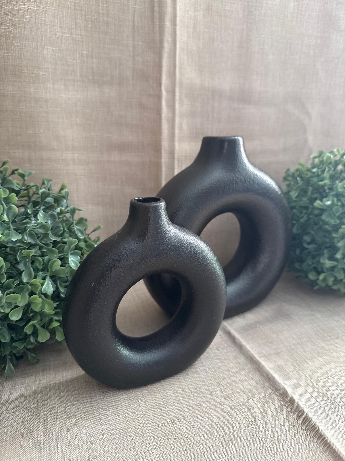 Set de 2 Jarrones Dona Negro Mate