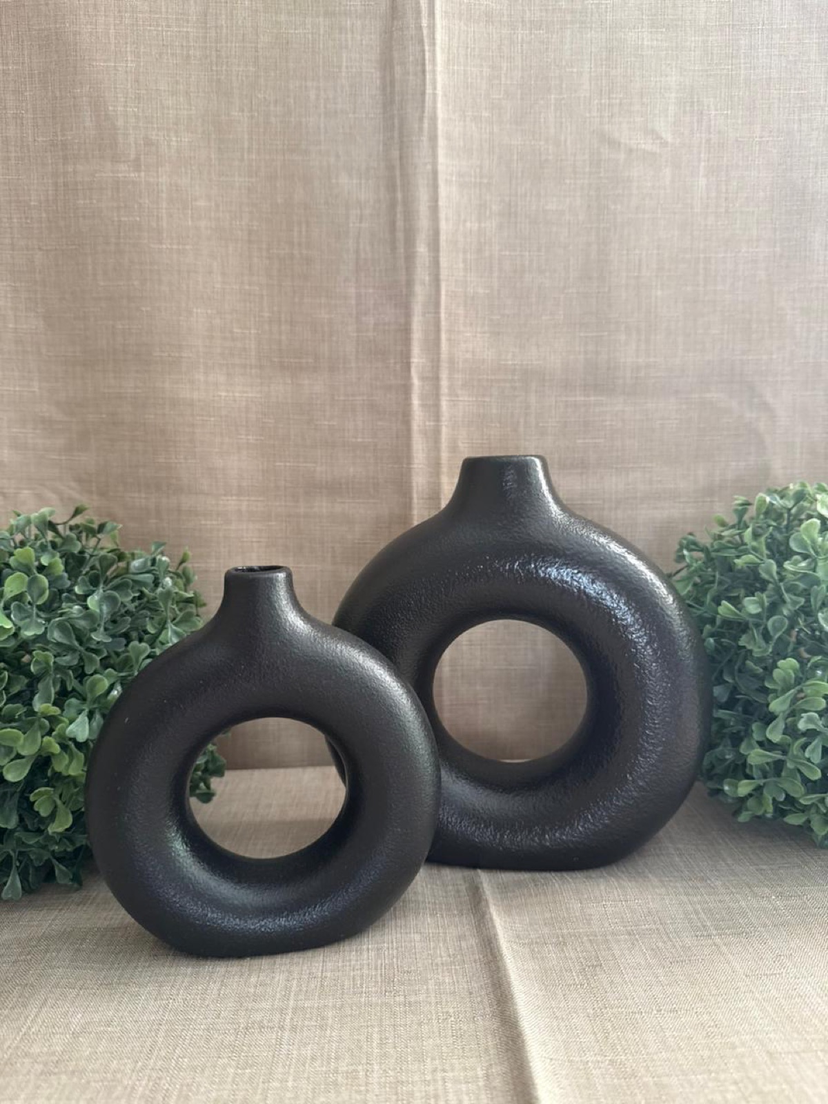 Set de 2 Jarrones Dona Negro Mate