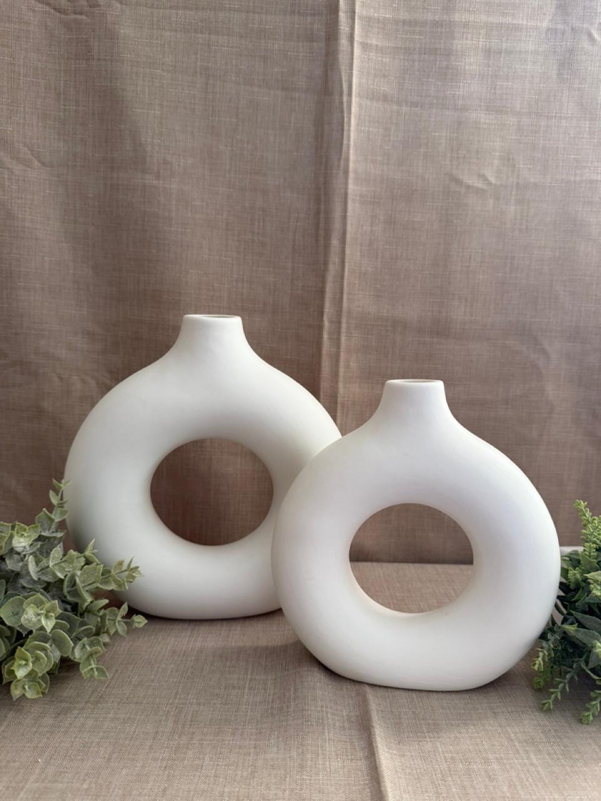 Set de 2 Jarrones Dona Blancos Lisos