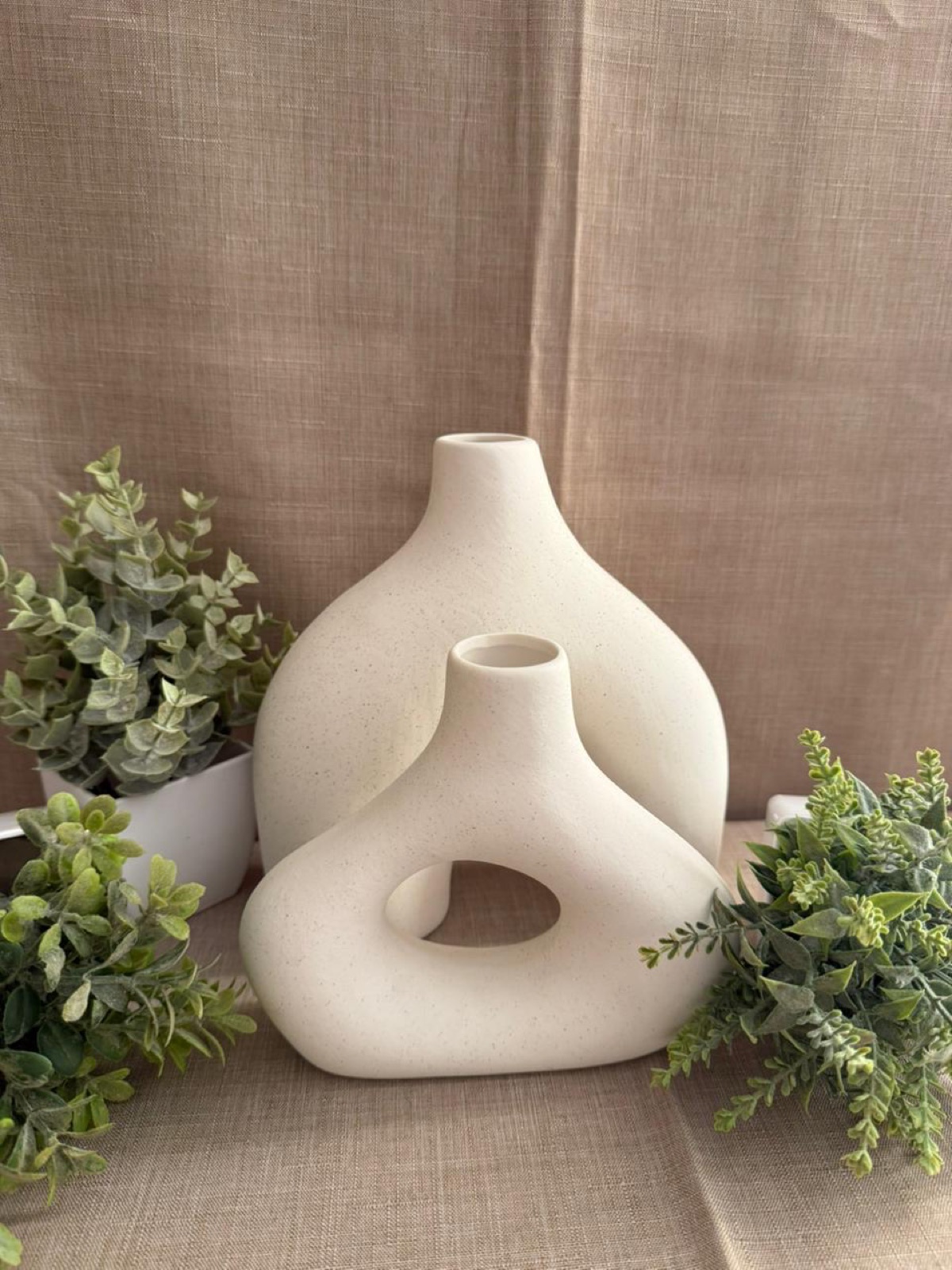 Set de 2 Jarrones Blancos Orgánicos