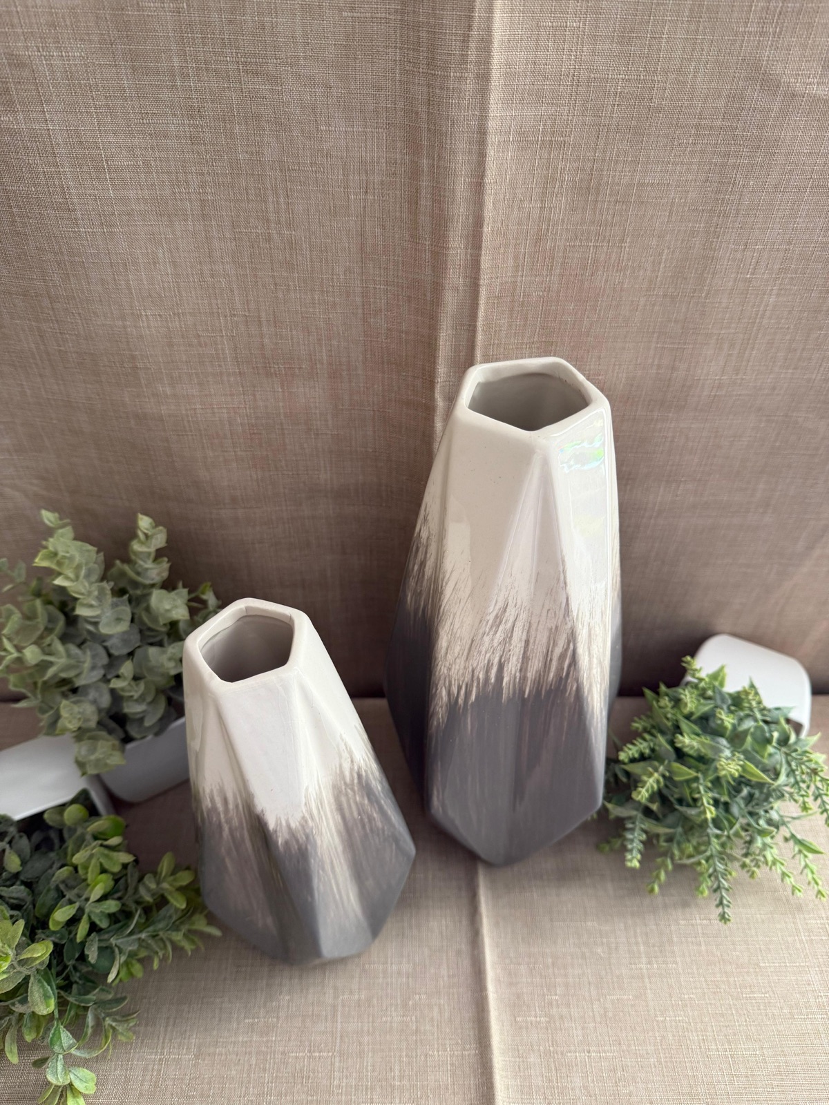 Set de 2 Jarrones Origami Gris Degradado