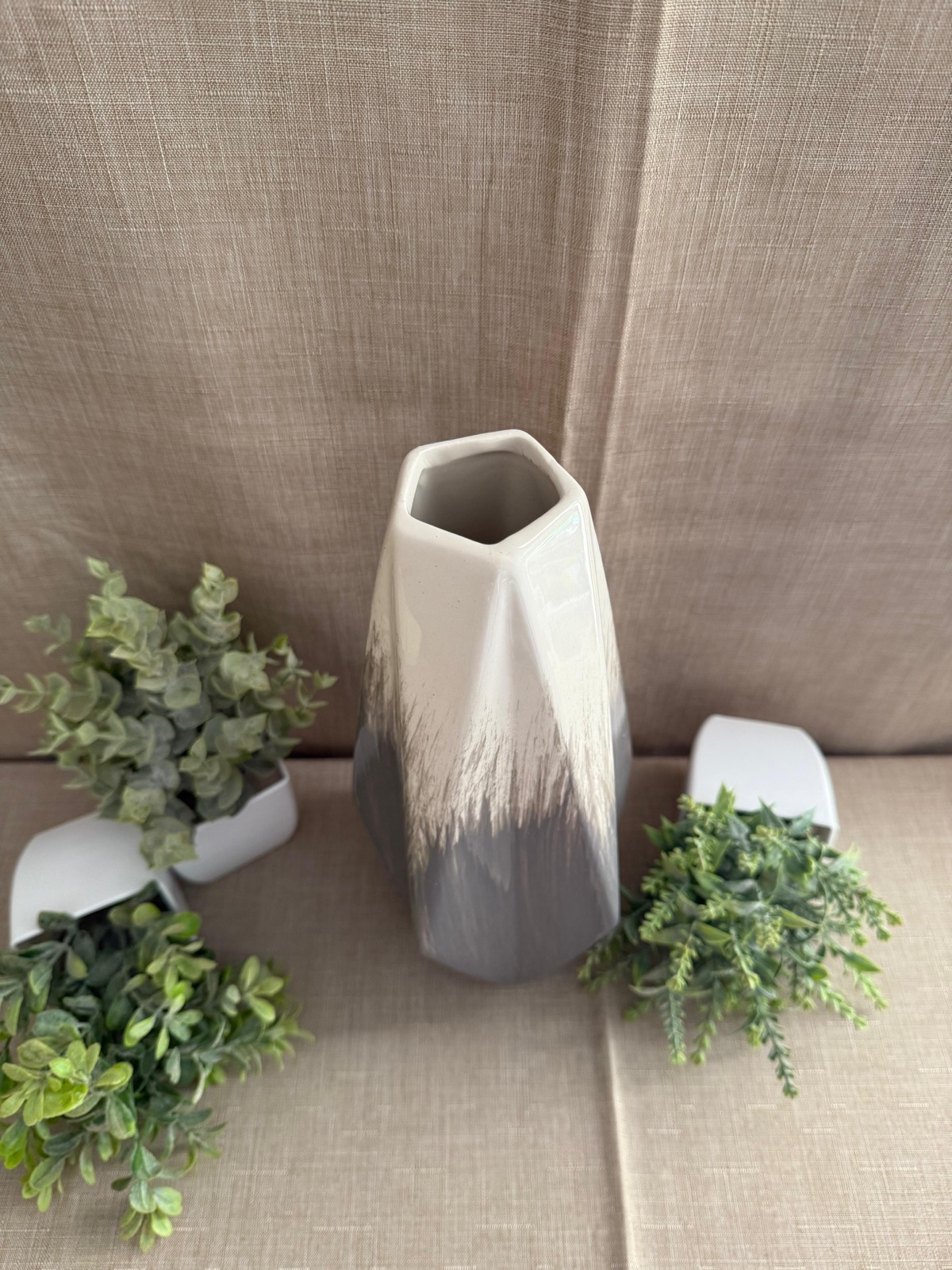 Set de 2 Jarrones Origami Gris Degradado
