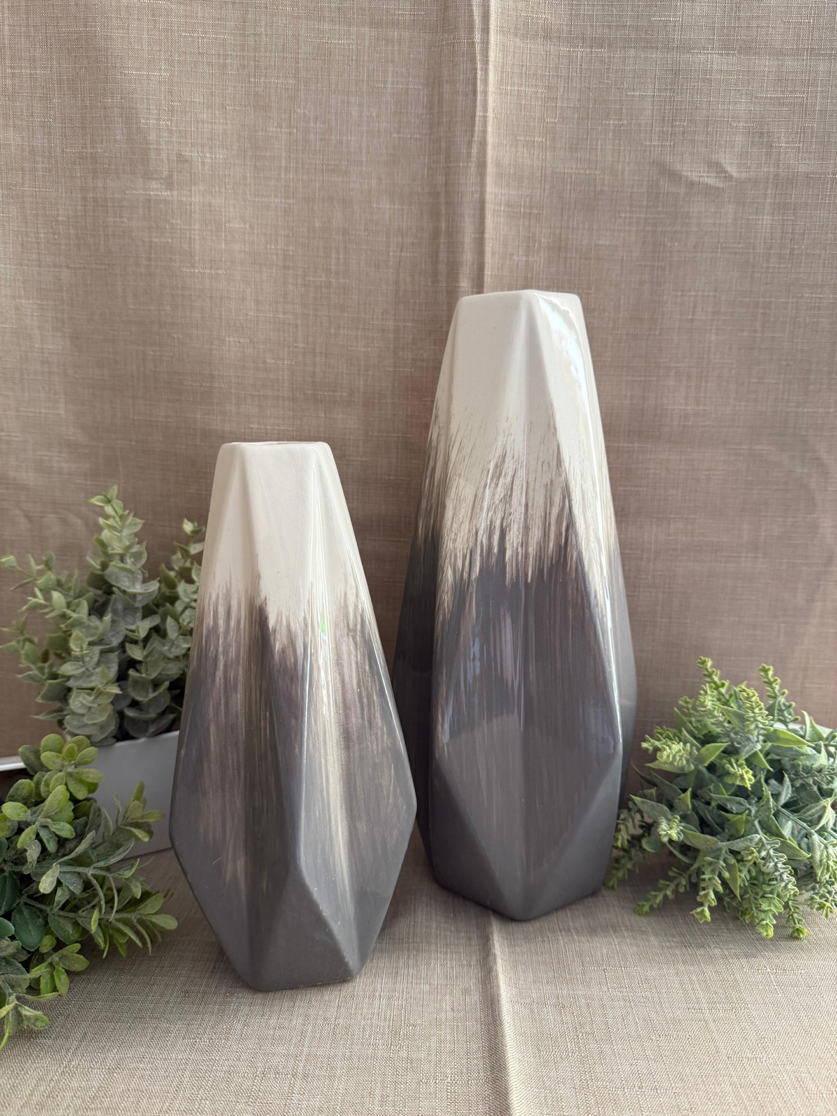 Set de 2 Jarrones Origami Gris Degradado