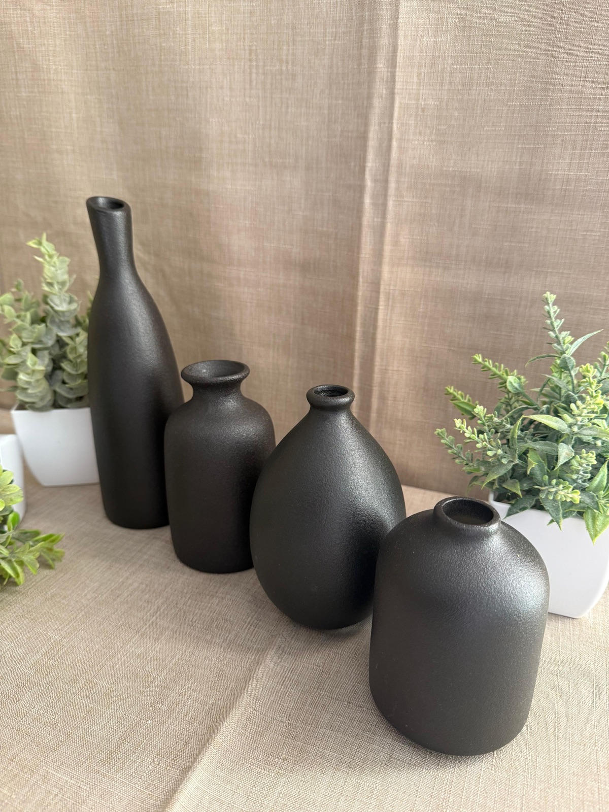 Set de 4 Mini Jarrones Negros