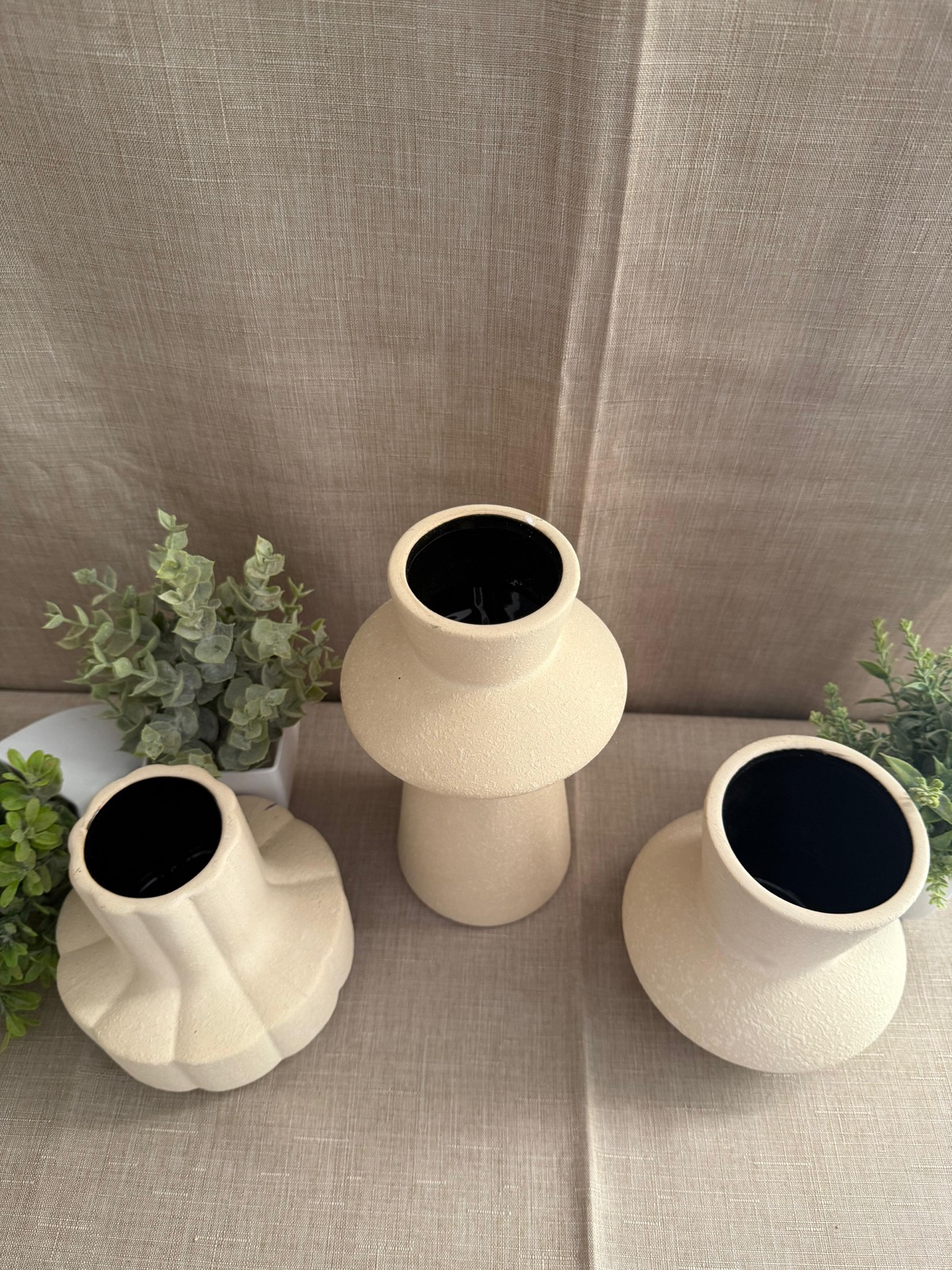 Set de 3 Jarrones Beige Irregulares