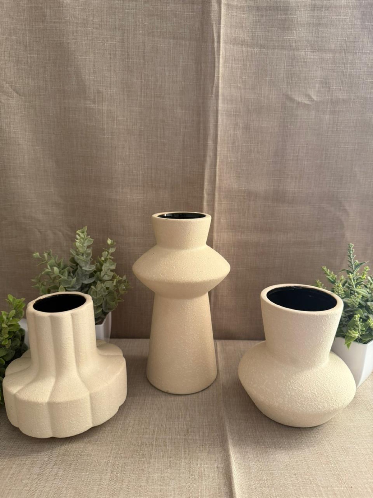 Set de 3 Jarrones Beige Irregulares