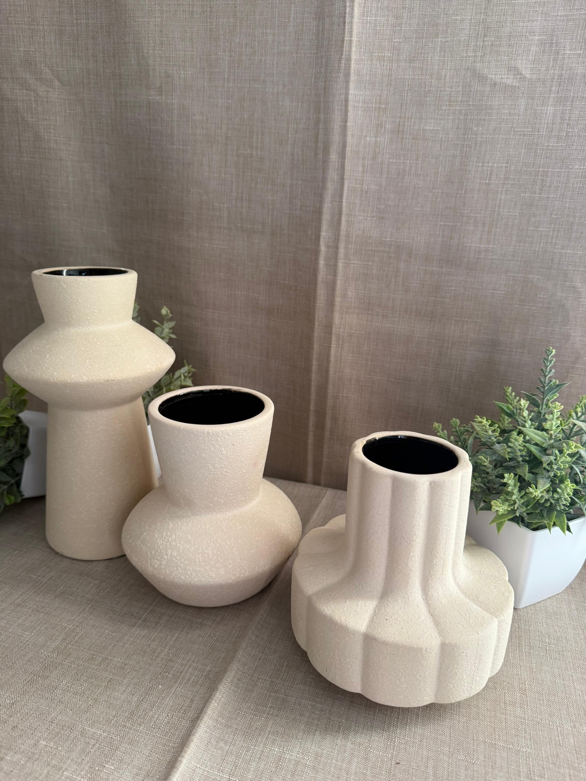 Set de 3 Jarrones Beige Irregulares