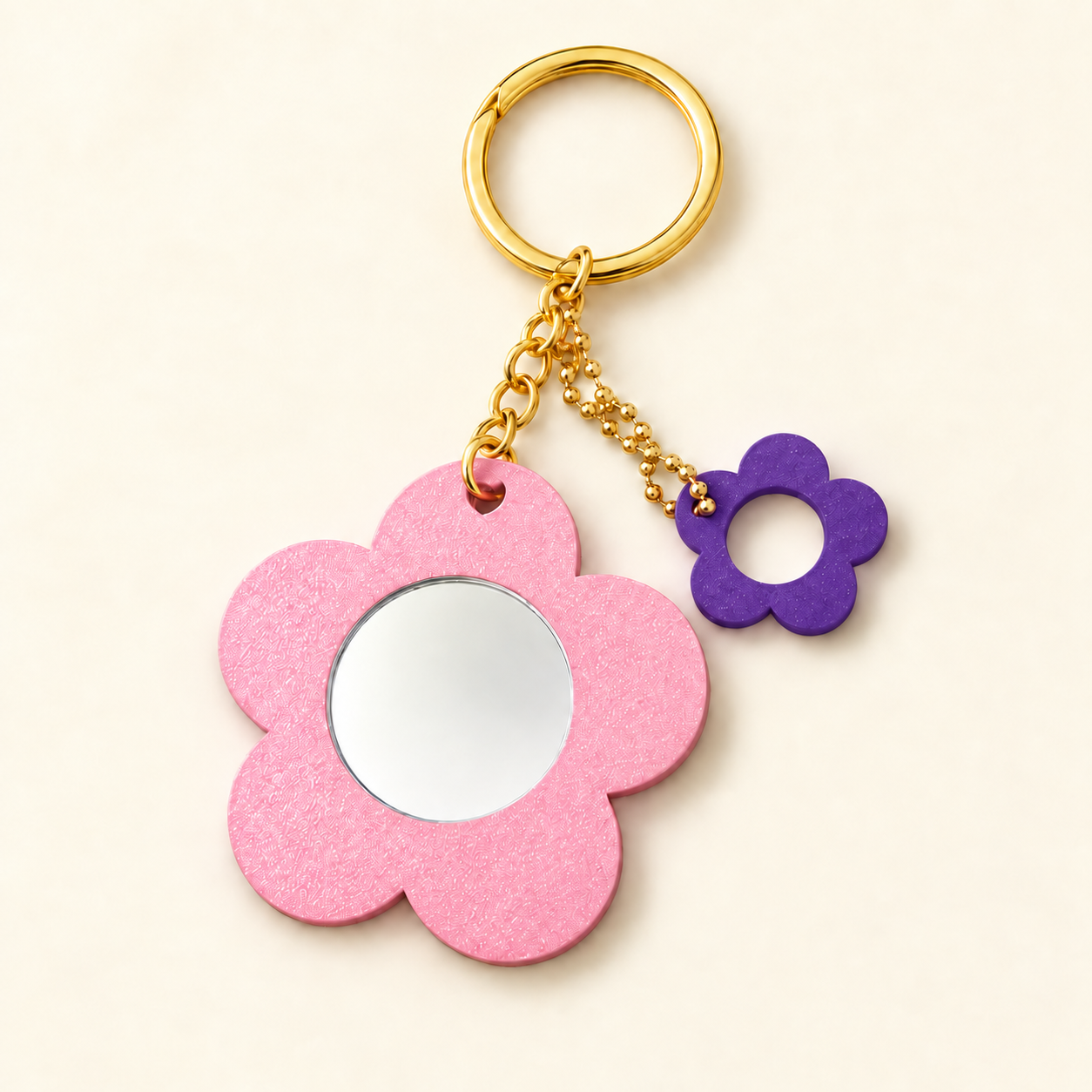 Flower mirror keychain
