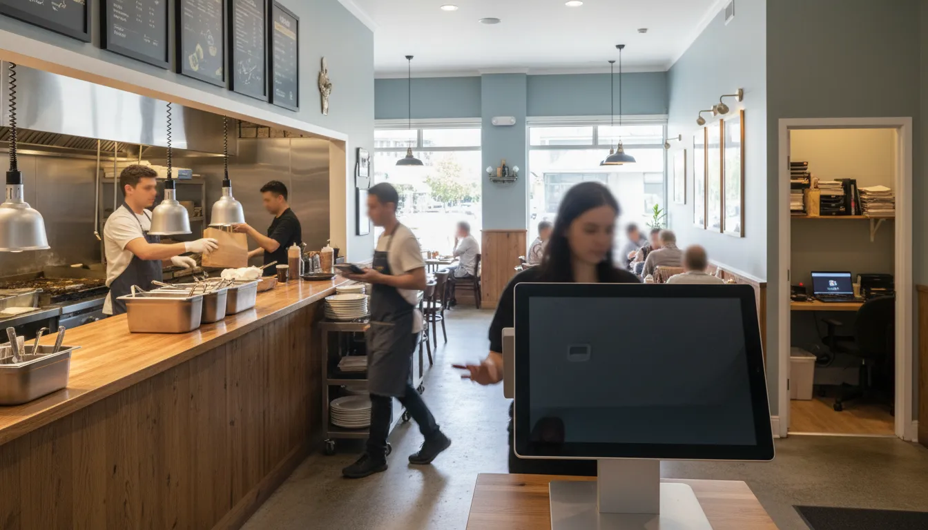 Photograph illustrating self ordering kiosk for restaurants