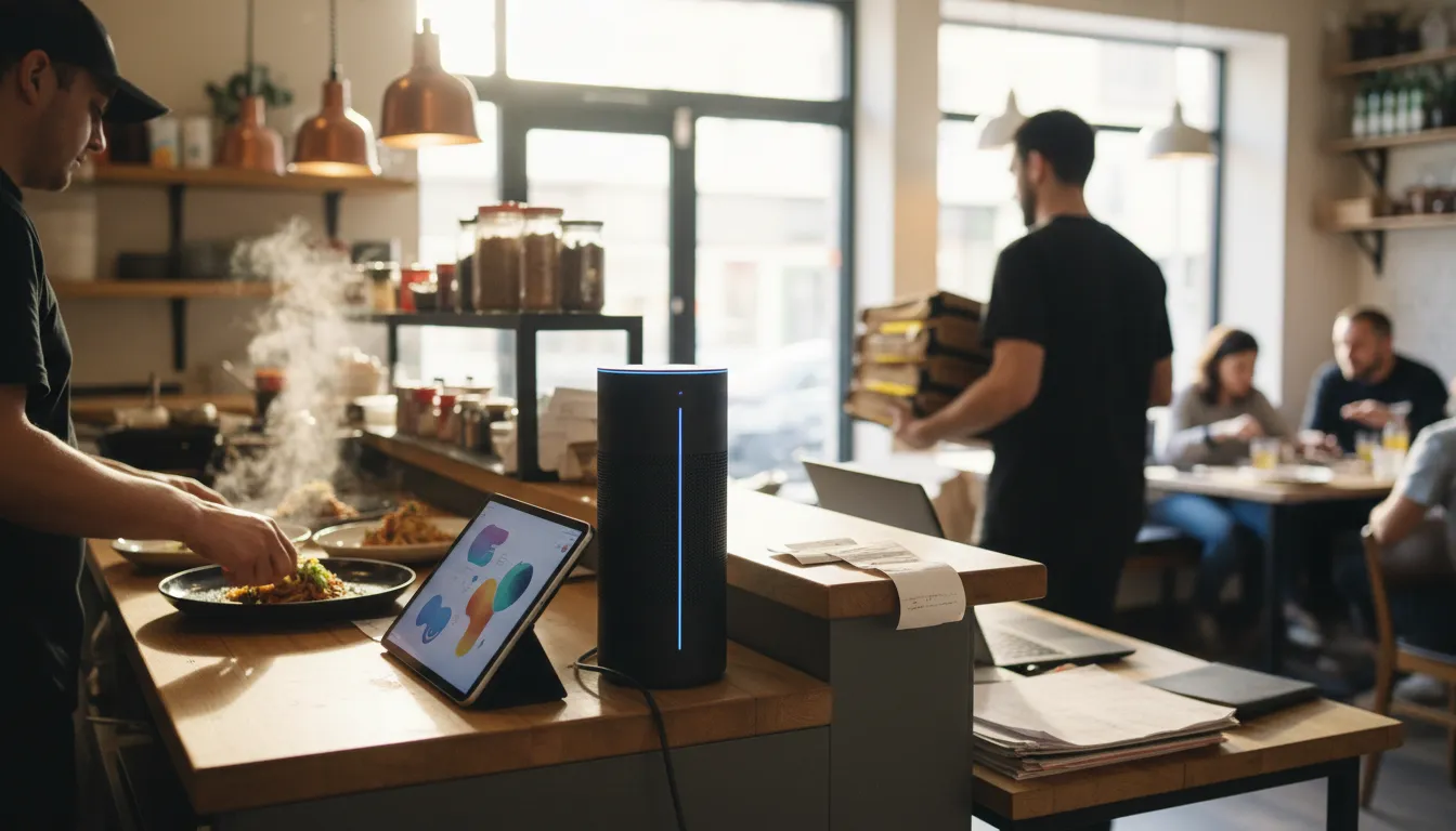 Photograph illustrating ai voice ordering system restaurant cost