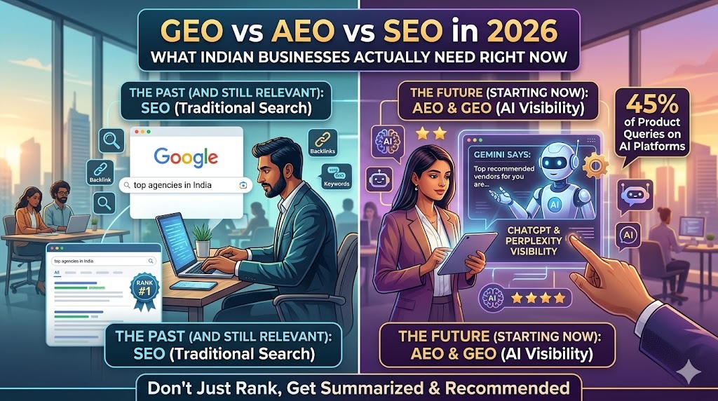 GEO vs AEO vs SEO in 2026: What Indian Businesses Actually Need Right Now