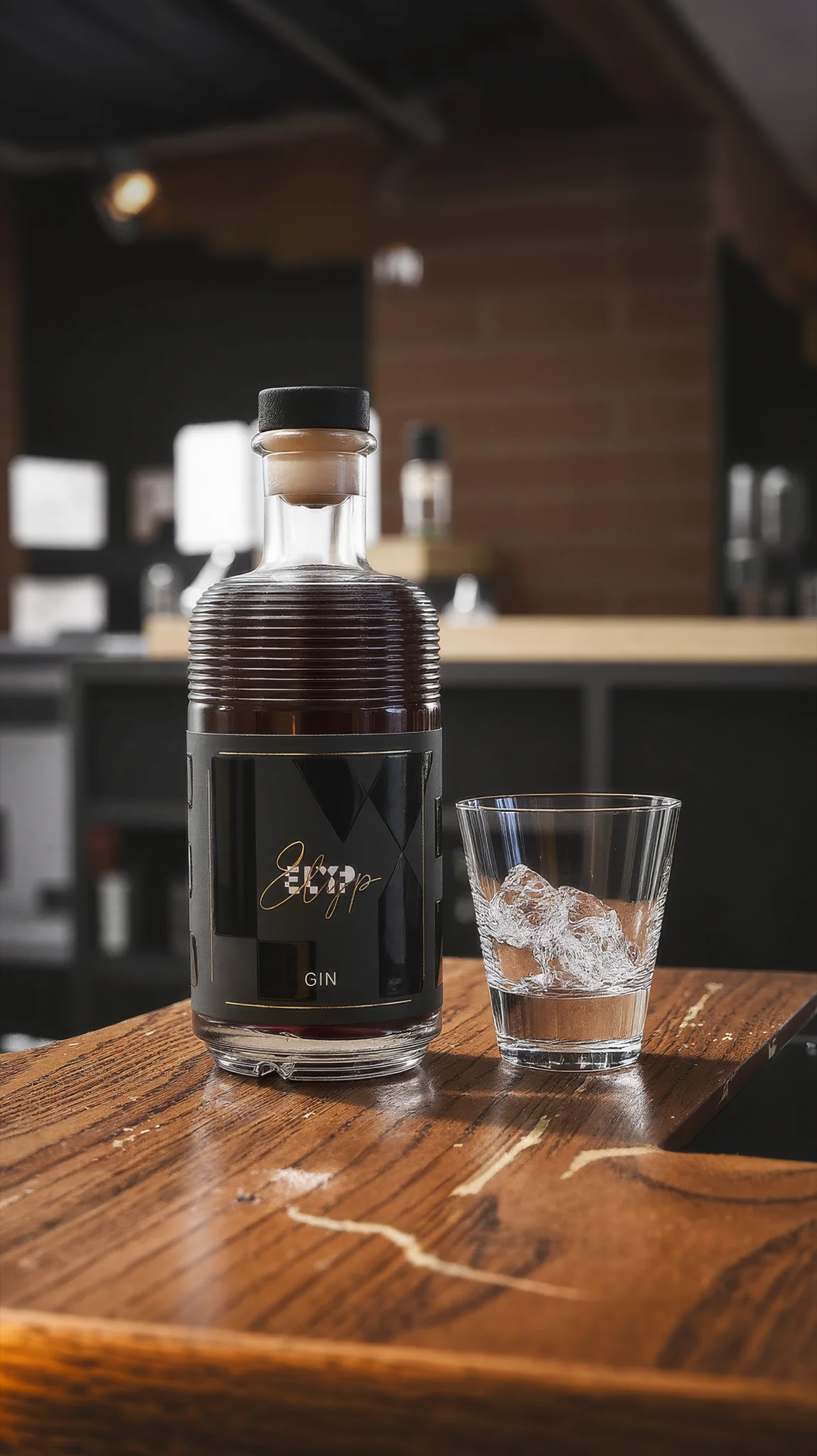 Elyp Black Gin auf dunkler Theke