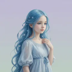 Portrait illustration of The Blue-Haired Fairy from The Adventures of Pinocchio