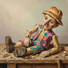 Portrait illustration of Pinocchio from The Adventures of Pinocchio