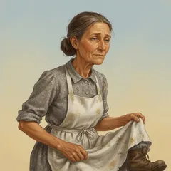 Portrait illustration of Aunt Em from The Wonderful Wizard of Oz