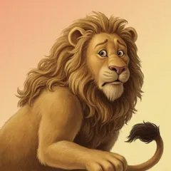 Portrait illustration of The Cowardly Lion from The Wonderful Wizard of Oz