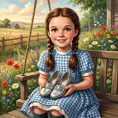 Portrait illustration of Dorothy from The Wonderful Wizard of Oz
