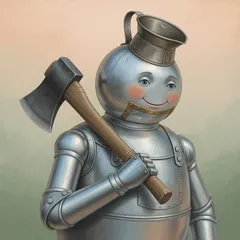 Portrait illustration of The Tin Woodman from The Wonderful Wizard of Oz