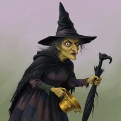 Portrait illustration of The Wicked Witch of the West from The Wonderful Wizard of Oz