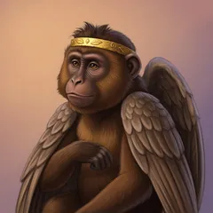 Portrait illustration of The King of the Winged Monkeys from The Wonderful Wizard of Oz