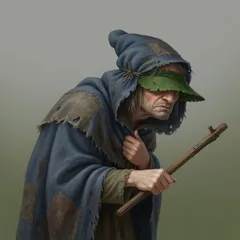 Portrait illustration of Blind Pew from Treasure Island