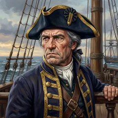 Portrait illustration of Captain Smollett from Treasure Island
