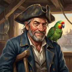 Portrait illustration of Long John Silver from Treasure Island