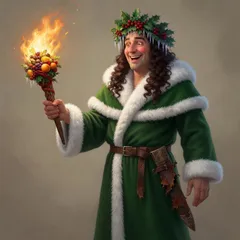 Portrait illustration of The Ghost of Christmas Present from A Christmas Carol
