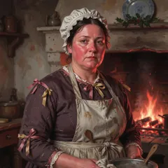 Portrait illustration of Mrs. Cratchit from A Christmas Carol