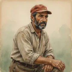 Portrait illustration of The Farmer from Aesop's Fables