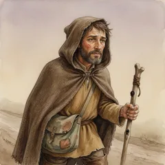 Portrait illustration of The Traveler from Aesop's Fables