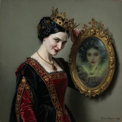 Portrait illustration of The Queen from Grimm's Fairy Tales