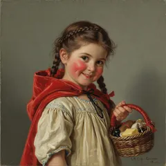Portrait illustration of Little Red-Cap from Grimm's Fairy Tales