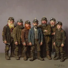 Portrait illustration of The Seven Dwarfs from Grimm's Fairy Tales