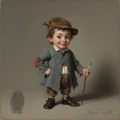 Portrait illustration of Tom Thumb from Grimm's Fairy Tales