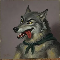 Portrait illustration of The Wolf from Grimm's Fairy Tales