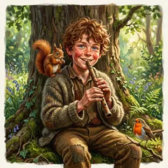 Portrait illustration of Dickon Sowerby from The Secret Garden