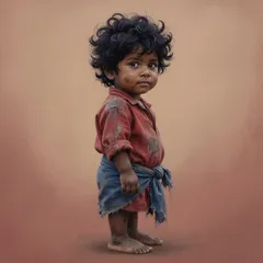 Portrait illustration of Little Toomai from The Jungle Book