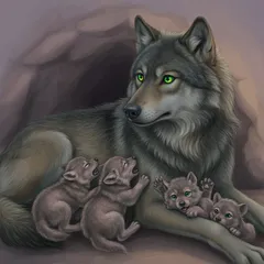 Portrait illustration of Mother Wolf from The Jungle Book
