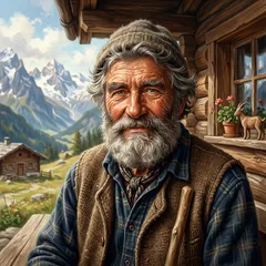 Portrait illustration of Alm-Uncle from Heidi
