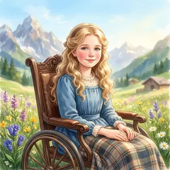 Portrait illustration of Clara Sesemann from Heidi