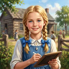 Portrait illustration of Becky Thatcher from The Adventures of Tom Sawyer