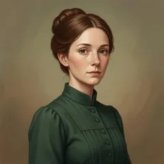 Portrait illustration of Miss Stacy from Anne of Green Gables