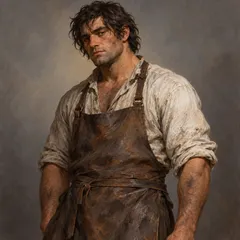 Portrait illustration of Dolge Orlick from Great Expectations
